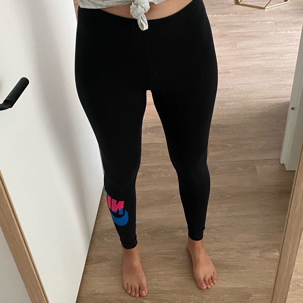 Nike Leggings with Retro Neon Logo, Size S
